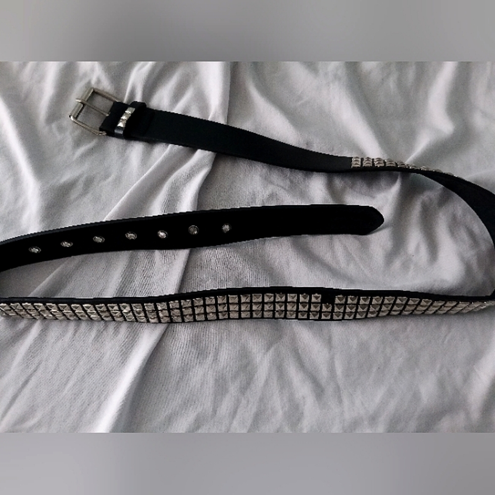 Studded Black Leather Belt